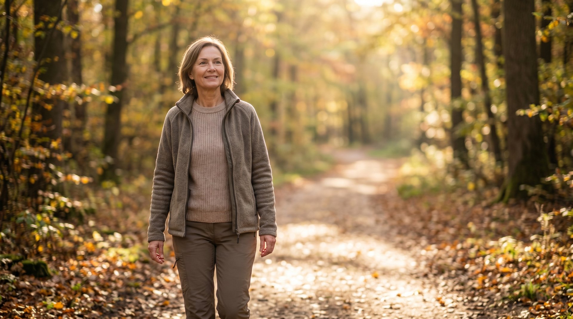 Vitaler Mensch im fortgeschrittenen Alter beim aktiven Wandern – Arthrose muss nicht das Ende eines aktiven Lebens bedeuten.