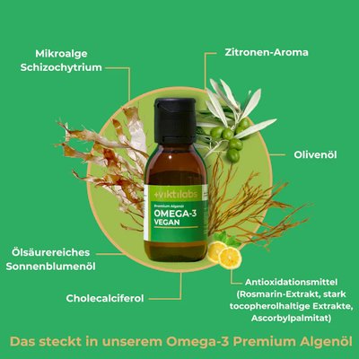 Viktilabs Omega-3 Algenöl mit Vitamin D3